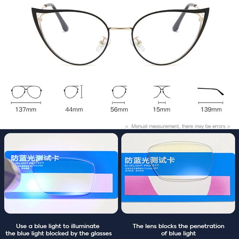 New In Metal Frame Vintage Anti Blue Light Cat Eye Glasses Women Luxury Brand Designer Popular Myopia Prescription Optical Frame