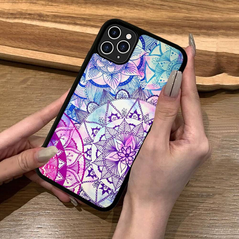 Роскошный чехол для телефона с рисунком мандалы Искусство Силикон PC+TPU Для Для IPhone 11 12 13 14 15 16 Plus Pro Max Чехол