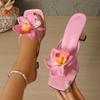 Fashion Women Sandals Outdoor Fashion High Heels Sandals Flower Decorations Vacation Style Butterfly Shoes Women Sandalias De Mujer