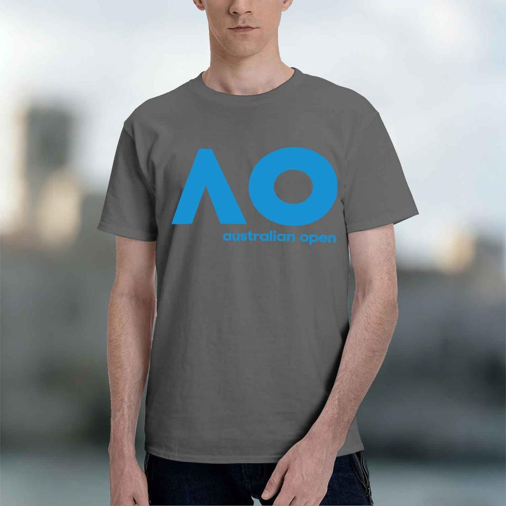 Australian Open Tennis with Blue AO Logo Lightweight Ideal Camping Running Skateing New Model Unisexs Shortsleeve crewneck T