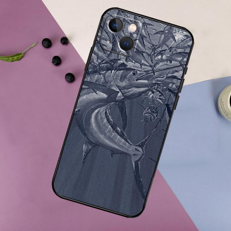 Чехол-картина 'Голубой марлин' для iPhone 16 15 14 13 12 11 Pro Max Plus X XS Max XR 7 8 Чехол Аксессуары
