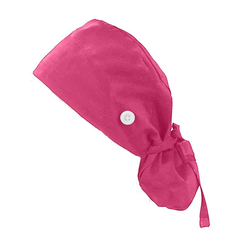 Однотонная напечатанная шапочка медсестры, регулируемая, моющаяся, рабочая шапочка, женская шапочка с хвостиком