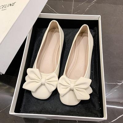Весна и лето новая обувь Doudou с бантом, нежная ветреная вечерняя обувь, повседневная обувь на мягкой подошве, женские туфли-лодочки