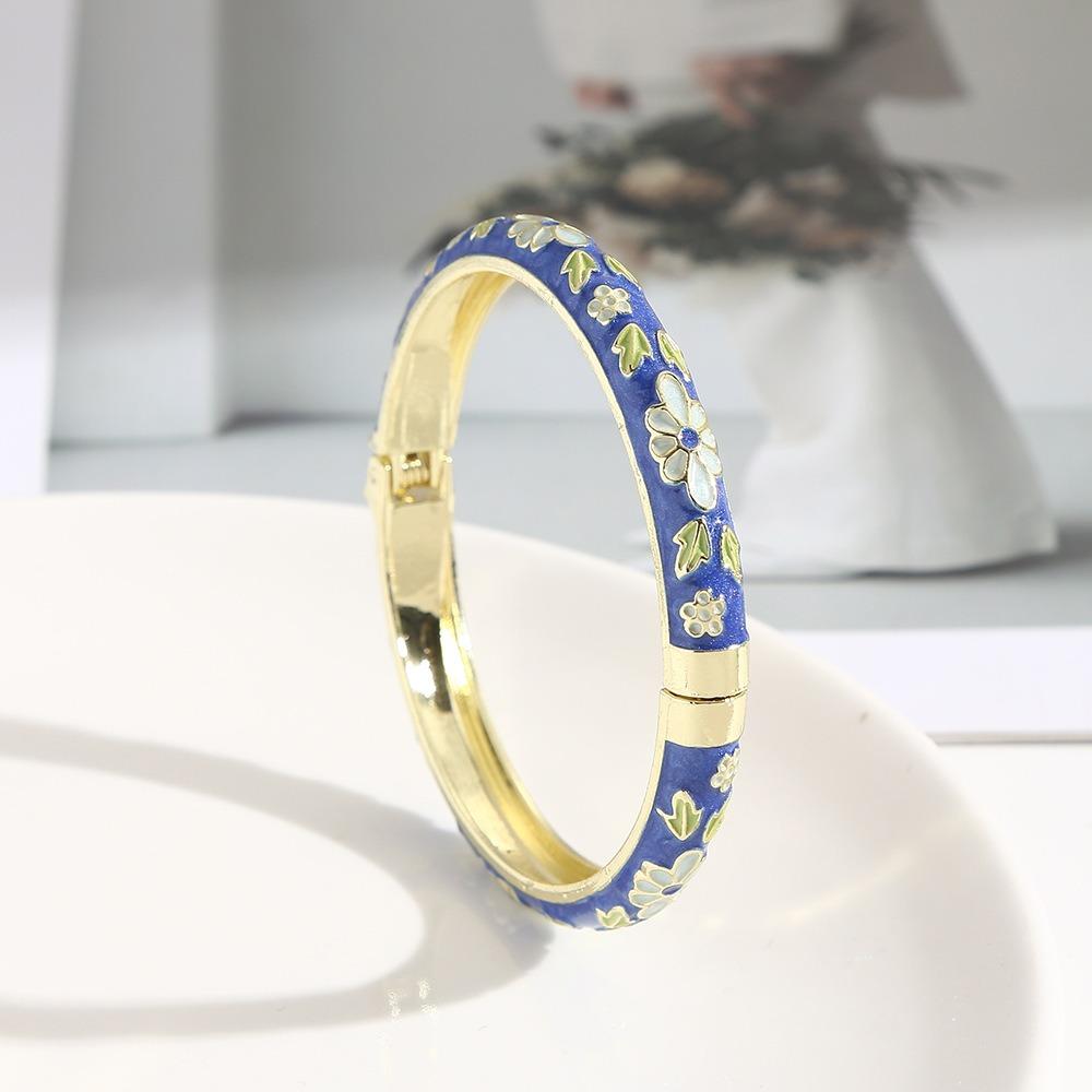 Zinc Zinc Alloy Material Enamel Bracelet Ethnic Floral Motifs Cloisonne Bracelet Gift Giving