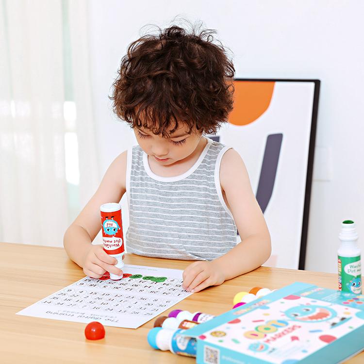 OEM 8 Pack Dot Markers Set, 60ml Washable Bingo Daubers, 18mm Sponge Tip Custom Logo Kids Educational Art Supplies