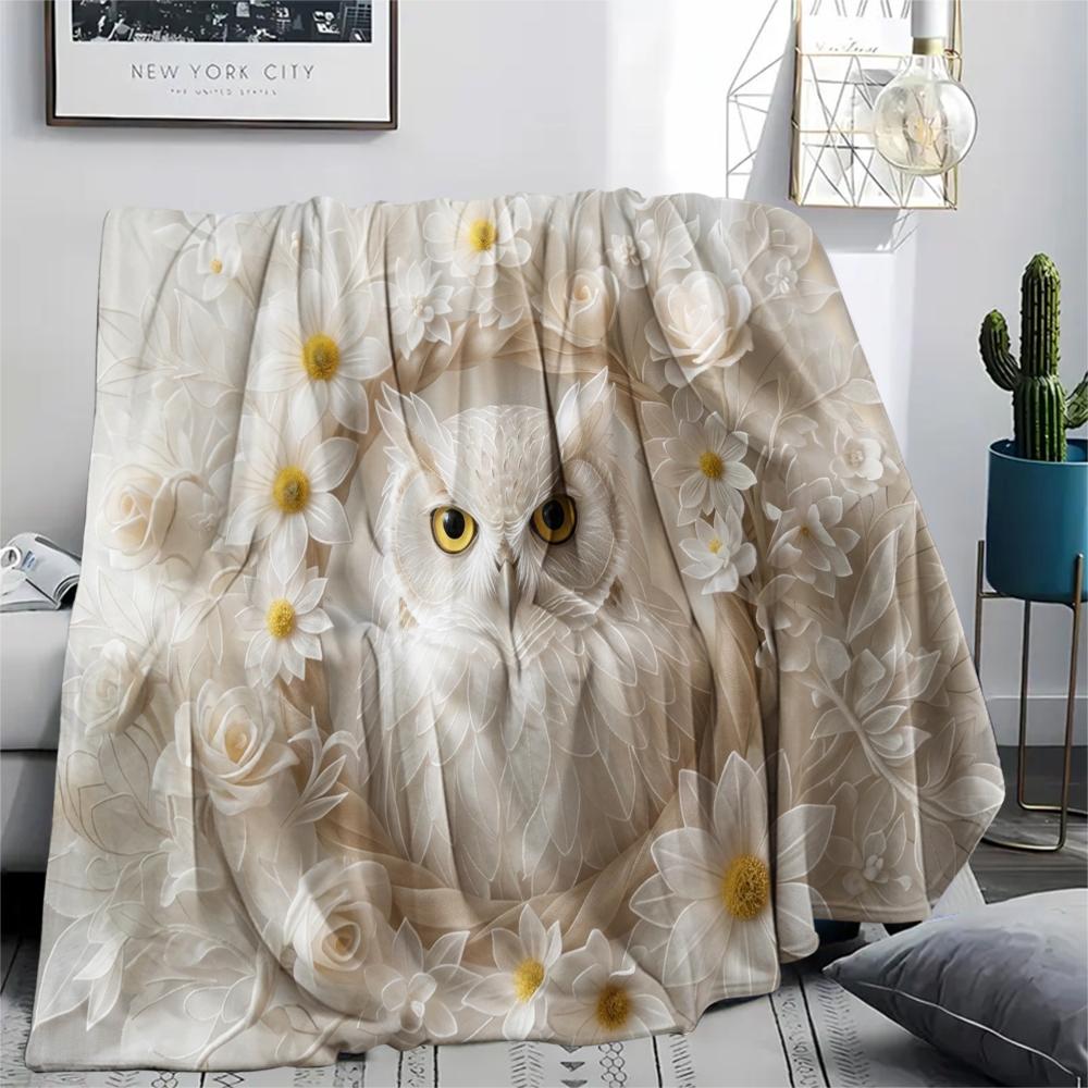 1Pc owl Print Flannel Blanket, High quality Comfortable for All Seasons, Home Decor, Warmth and Comfort, Perfect for Christmas Gifts W64