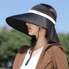 Sun Hat Women'S Fashion Color Matching Big Eaves Anti-Ultraviolet Empty Top Sun Hat Ice Silk Shawl Sunshade Bucket Hat
