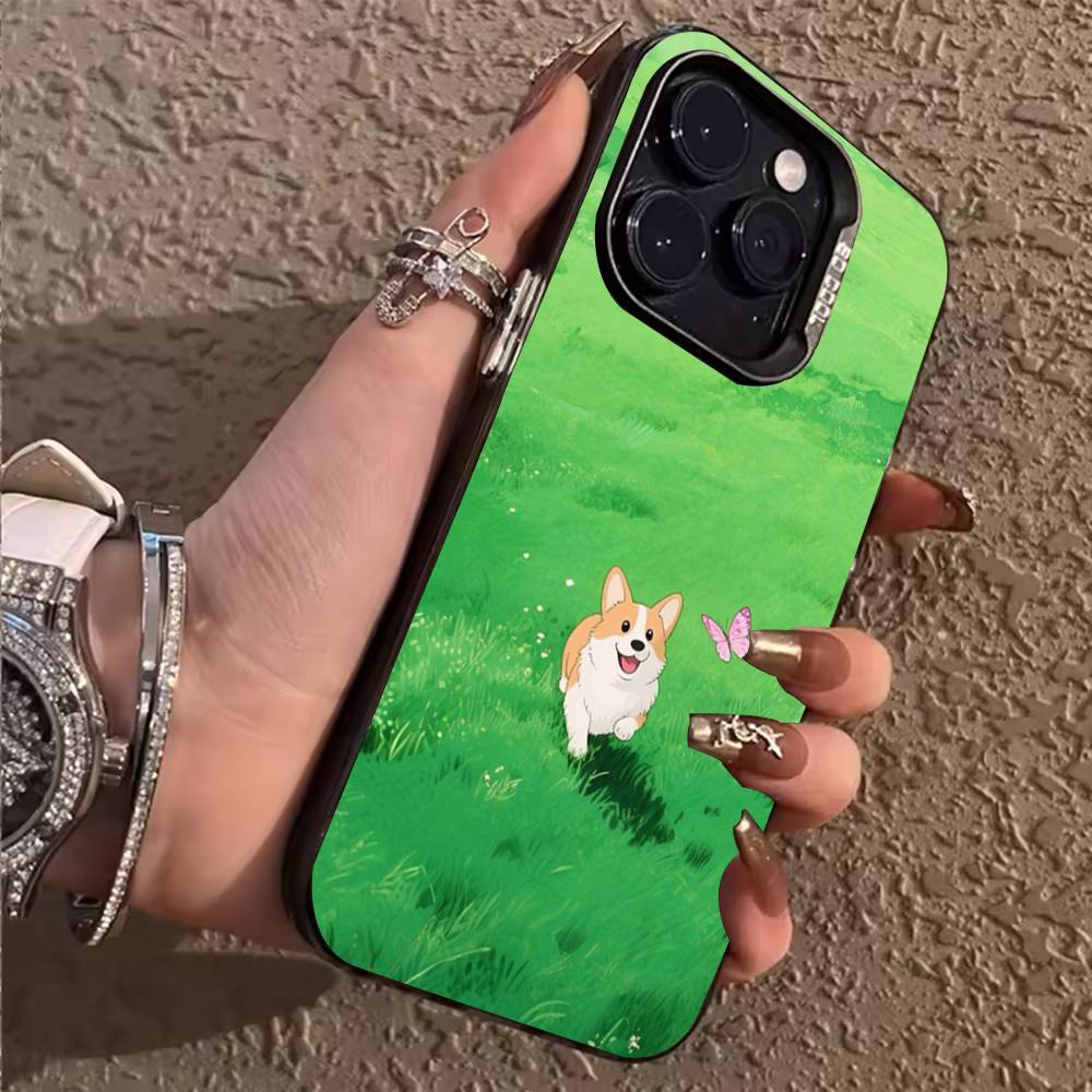 Милый чехол для телефона с корги для iPhone 17,16,15,14,13,12,11,Pro,Max,Plus Мягкий черный чехол
