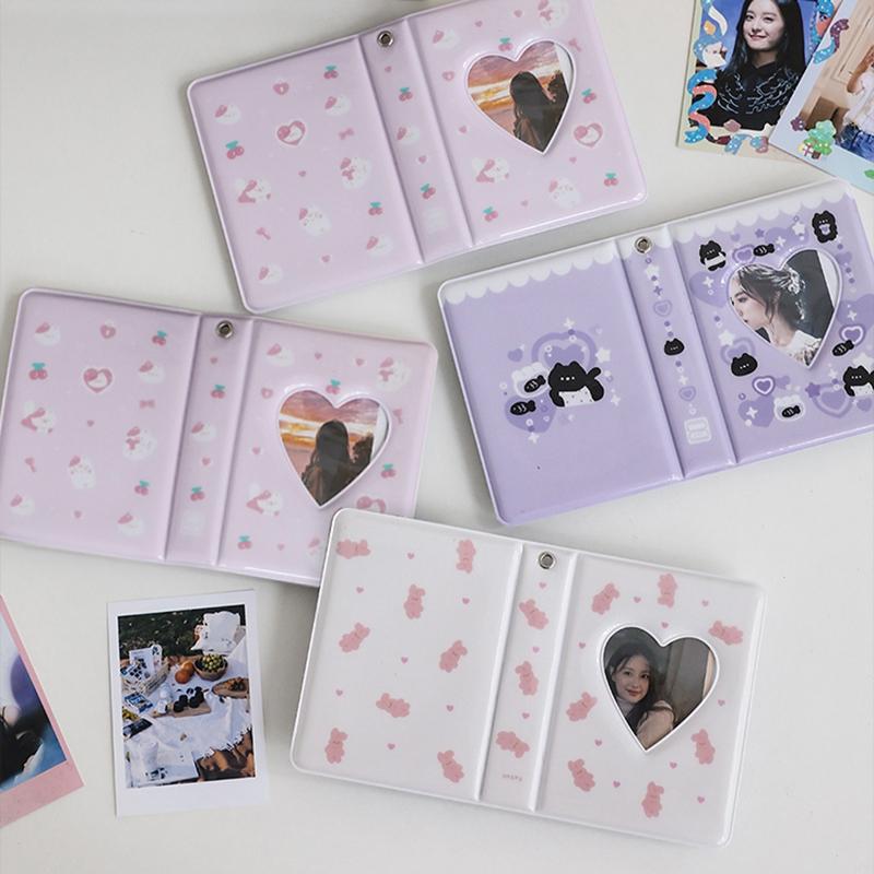 Mini Photo Album Kpop Korea Idol Star Chasing Binder Photocard Holder 3 Inch Love Heart Hollow Picture Storage Album Case