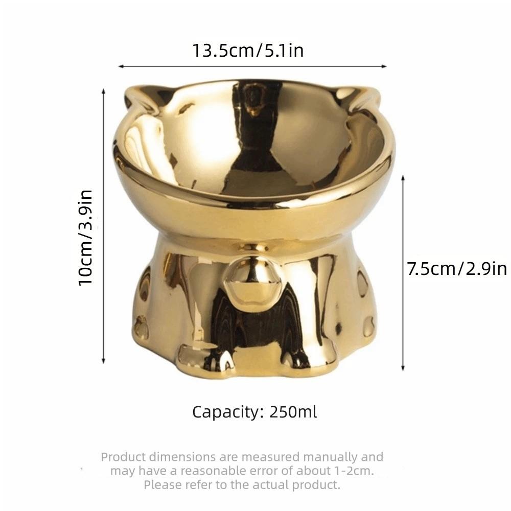 Anti-Spill Ceramic Cat Bowl Cat Shaped Cat Water Bowl Elevated Pet Food Feeder  Cat Drinking