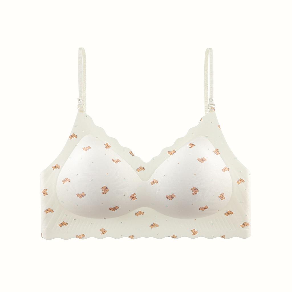 Sweet floral thin shoulder straps seamless underwear women's small breasts gather up and lift comfortably without steel ring beautiful back bra cover