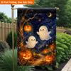 2D Flat, 2D Flat Printing Garden Flag 1pc, Halloween Night Ghosts Scene Durable Single-Sided Print Yard Flag, Garden & Home Holiday Decoration, 29.97x