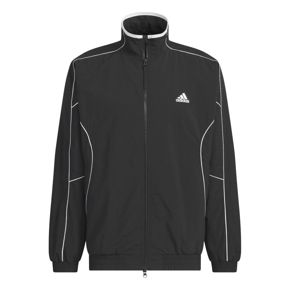 Adidas KWY03 Jersey Loose Wrinkled Nylon Woven with Brushed Tricot Black Size M Men's Top, Wording, Fit, Lining, (JH1023),