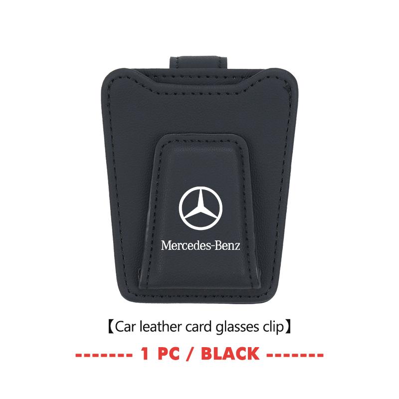 CRC1 Leather Car Glasses Clip Sun Visor Eyeglasses Card Ticket Holder For Mercedes Benz C180 C300 W124 W176 W177 C200 C260 GLC CLE
