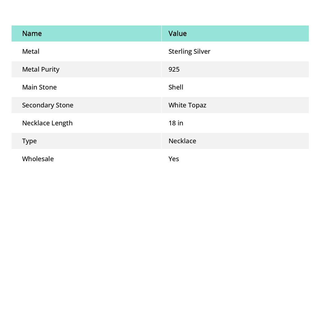 Ожерелье из натуральной ракушки каури, белого топаза, стерлингового серебра 925 пробы, 18 дюймов, k5h13