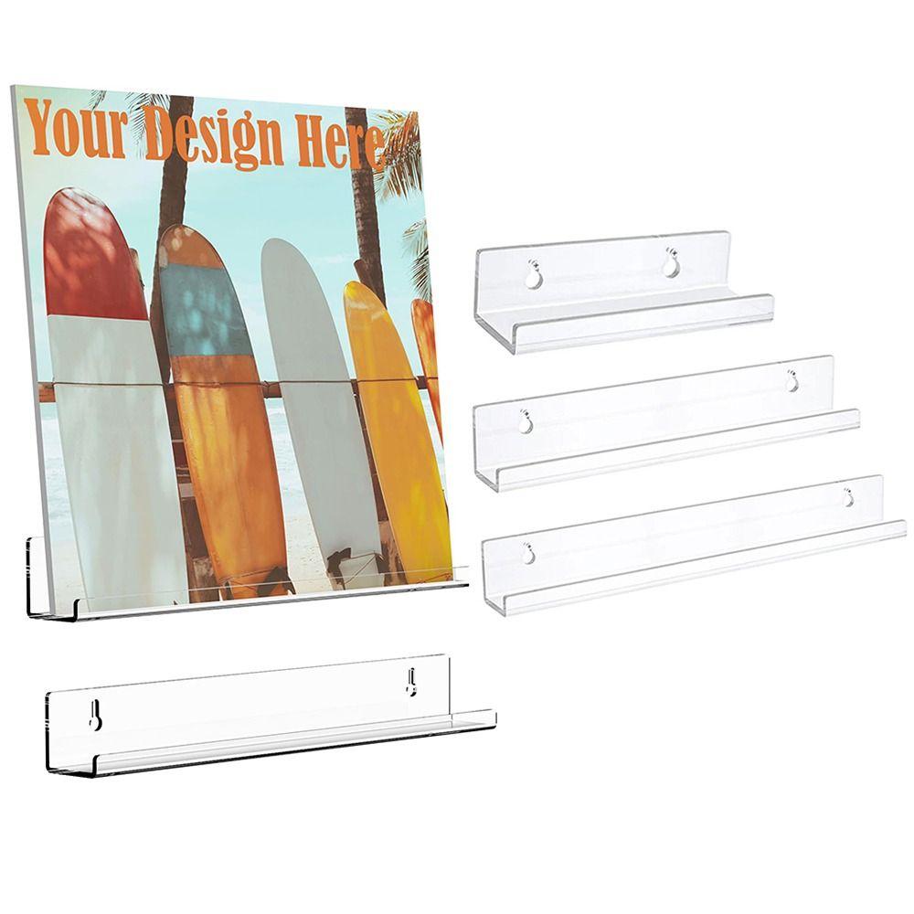 Acrylic Vinyl Record Shelf Wall Mount 4"/12"/15" Floating Shelves for Books Book