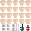 20pcs Wood Round Cabinet Knobs Natural Wood Flat Top Kitchen Furniture Drawer Cabinet Closet Door Pulls with Screws and Mini Screwdriver