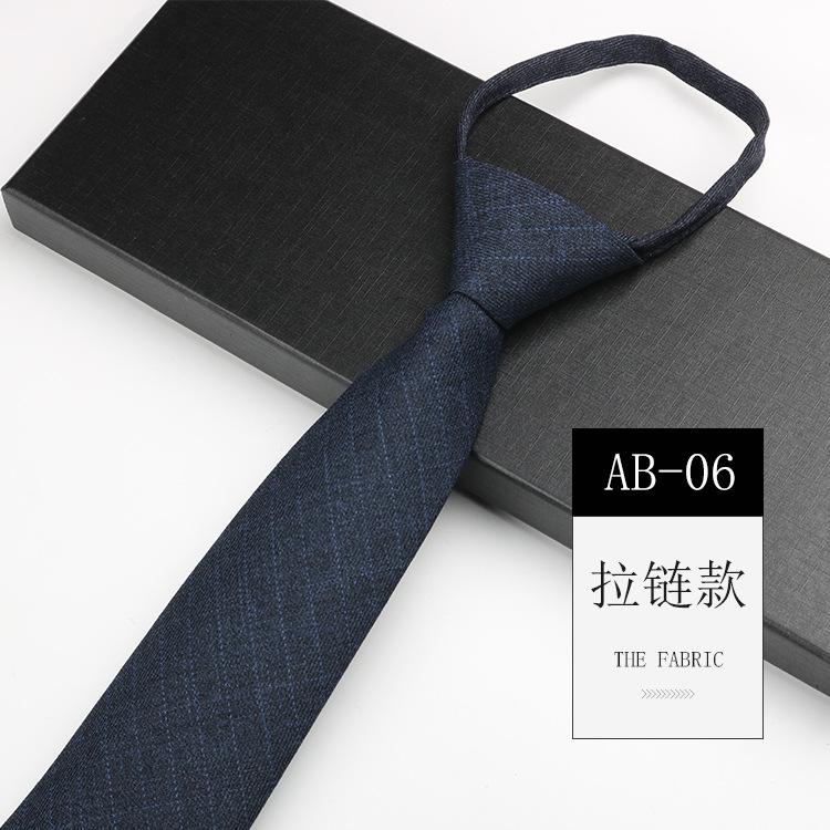 Men'S Tie Easy-Pull Zipper Dress Wedding British Style Blue Gray Knot-Free Hand Tie