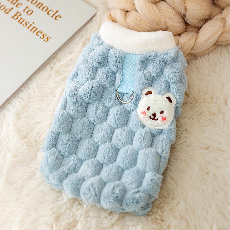 Autumn and Winter Casual Korean Version of Bear Traction Fleece Vest Medium and Small Dog Cat Two Feet Warm Pet Dog Clothes