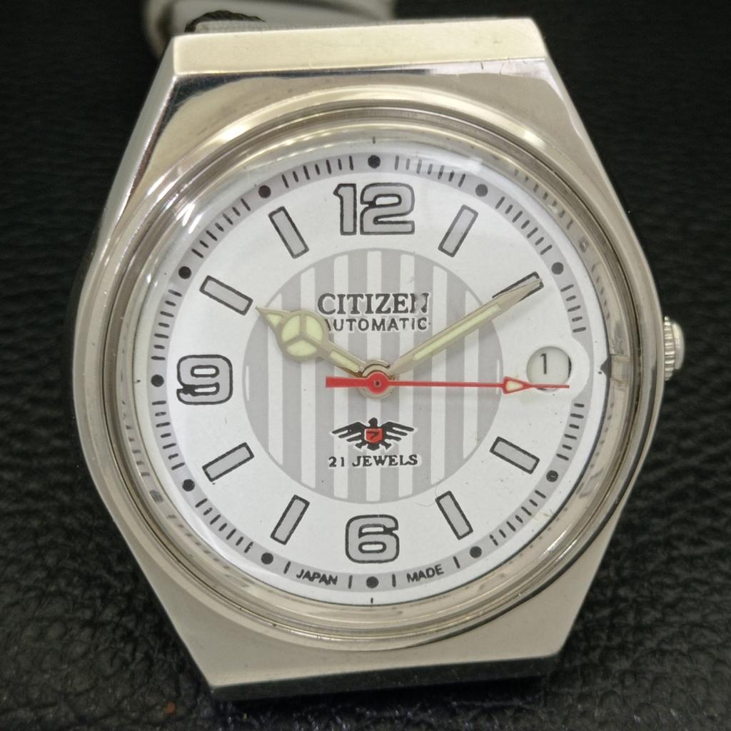 USED CITIZEN AUTOMATIC 8200 JAPAN MENS DATE WHITE COLOR DIAL WATCH A432805-2 R113-a432805