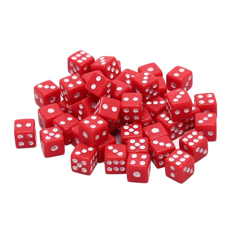 50Pcs Dices 8mm Plastic White/Black/Red Gaming Dice Standard Six Sided Decider Birthday Parties Board Game