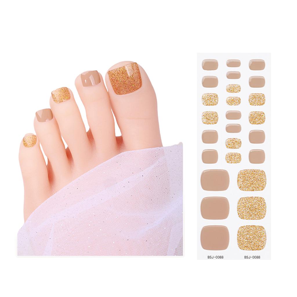 Toenail Stickers Semi Cured Gel Toenail Strips Solid Color Toenail Polish Strips Toe Nail Wraps Toenail Art Decoration