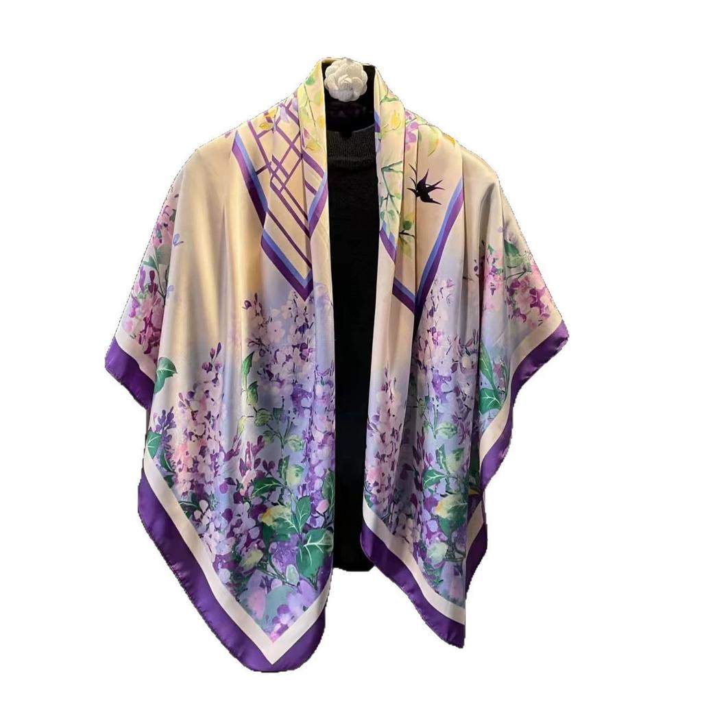 110cm Large Sqaure Scarf Printed Imitation Silk Scarf Women's Hadscarf