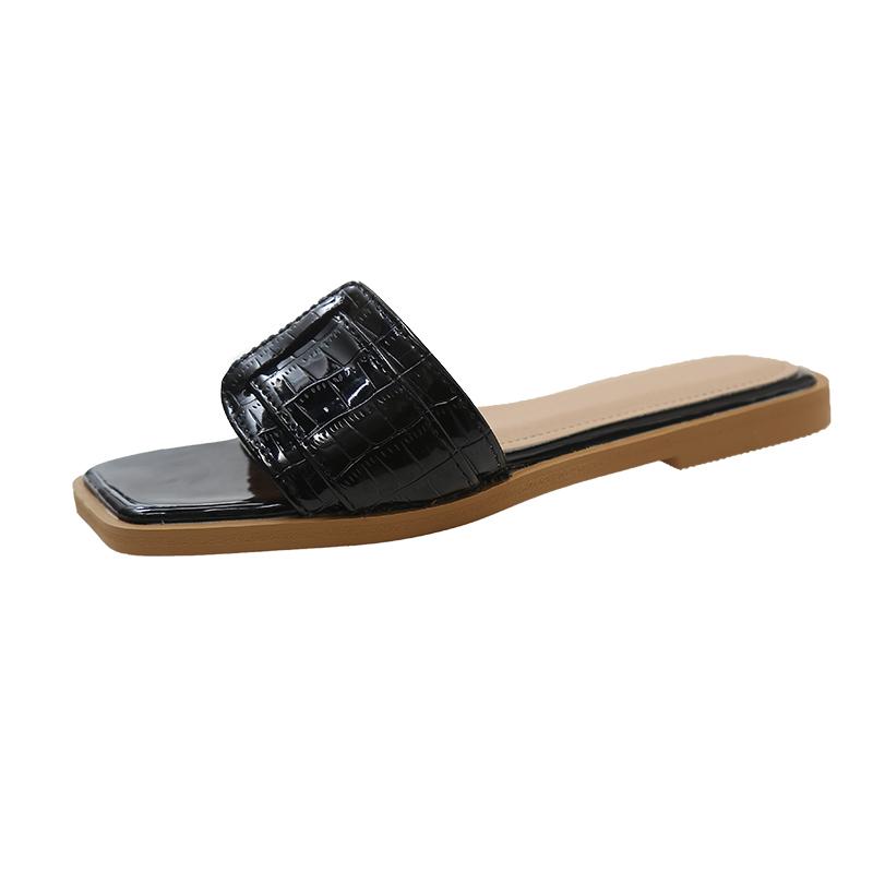 Leisure Fashion PU Slippers Casual Flat Shoes Female Women Slides Luxury Soft Microfiber Rome