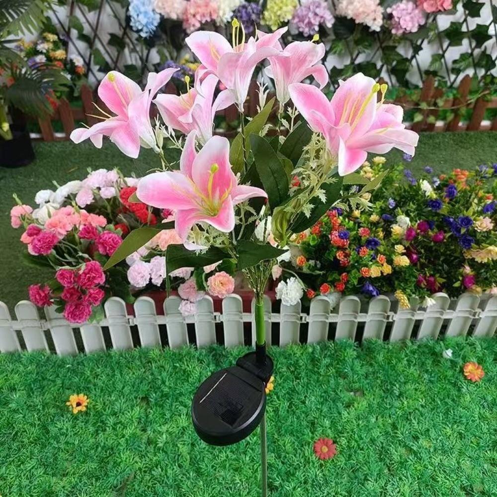 7 Heads Solar Lily Light Solar-Powered Garden Pathway Light New Outdoor Solar Lamp  Home Garden