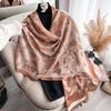 Girly Style Contrasting Colors Spring And Summer Double-Sided Tencel Cotton Scarf Winter High-End Warm Shawl Thin