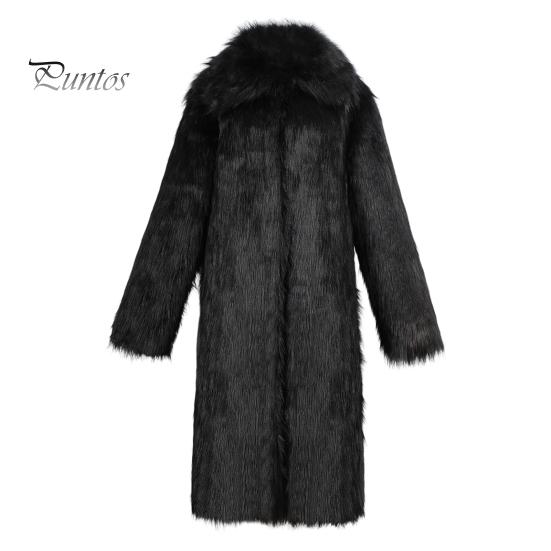 Мужское длинное пальто из искусственного меха с отворотом и длинным рукавом, ветрозащитное пальто с открытым передом, утолщенное теплое пальто из искусственного меха