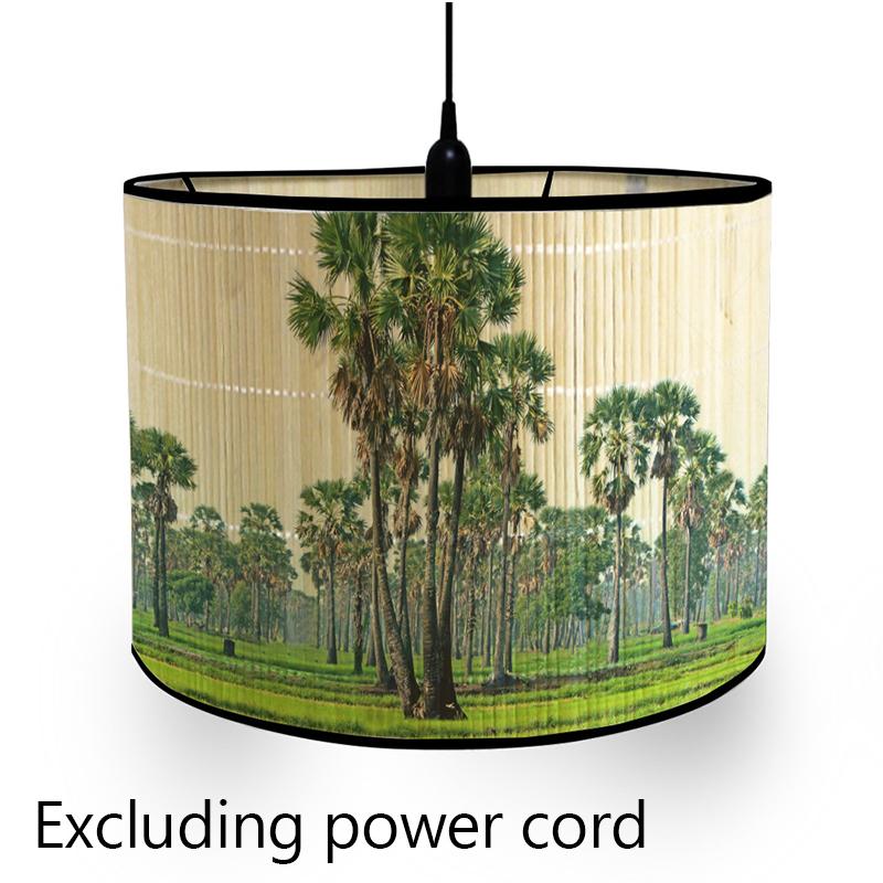 Ретро Стиль Растительная Печать Абажур Бамбуковые Абажуры Ручной Работы Зеленые Растения Абажуры