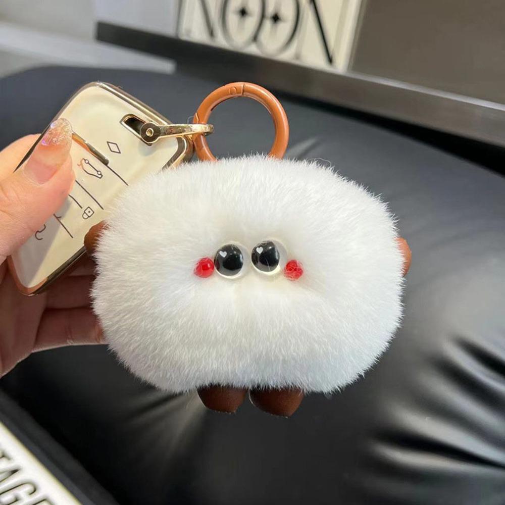 Stuffed Imitation Rabbit Fur Keychain Furry Plush Doll Keychain Funny Car Keyring  Jewelry Gift