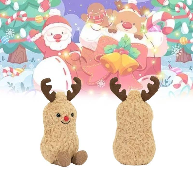 Adorable Christmas Reindeer Peanut Plush Toy Soft Comforting Cuddle Gift