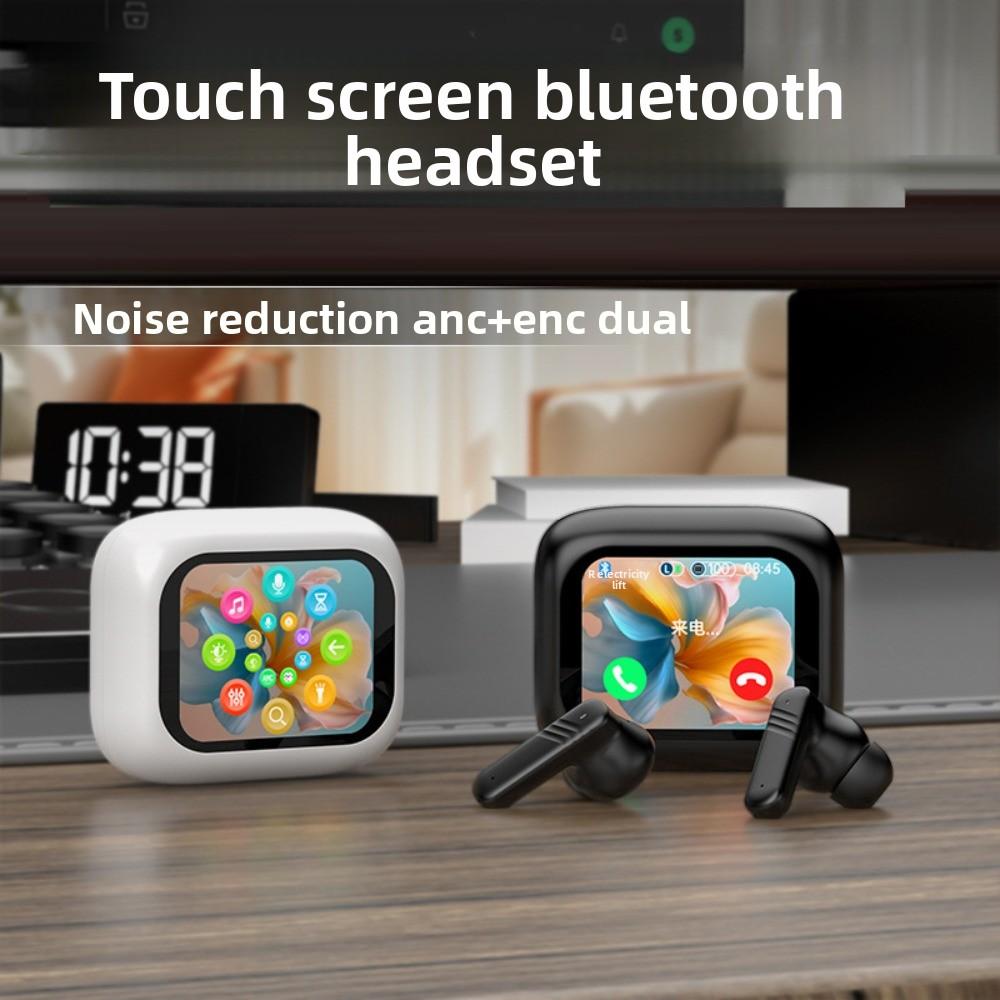 Bluetooth 5.4 Полноэкранные наушники Smart LCD с микрофоном ENC и ANC, Bluetooth-наушники-вкладыши с шумоподавлением
