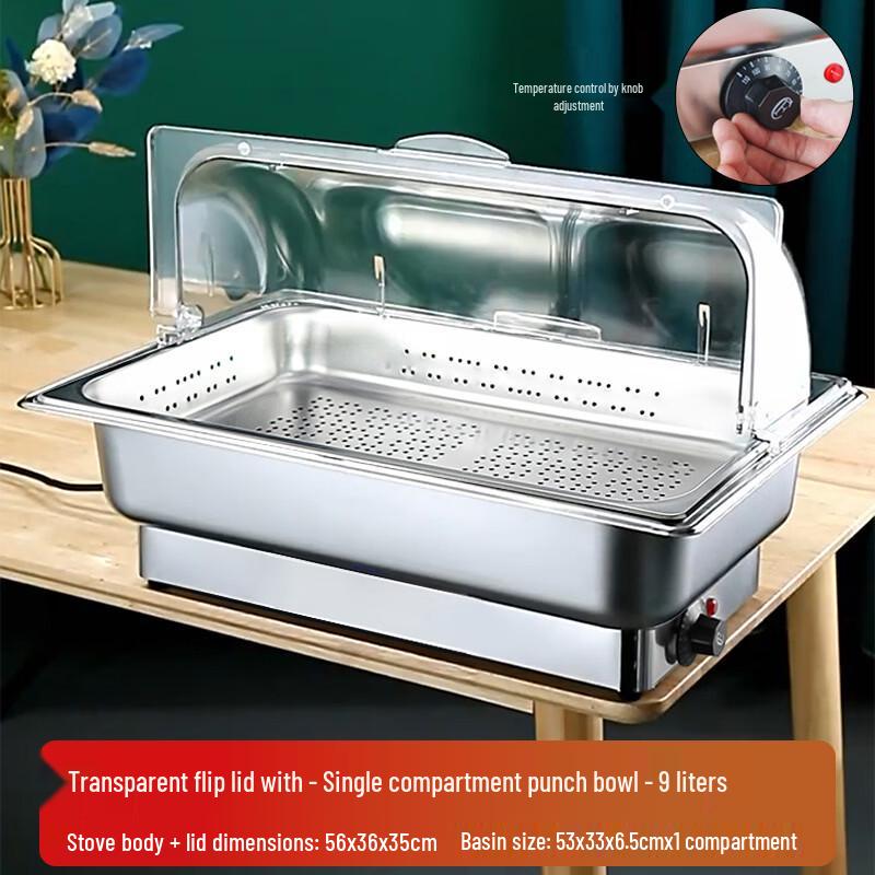 Zhi Shi Electric Heating Stainless Steel Chafing Dish with Flip Lid