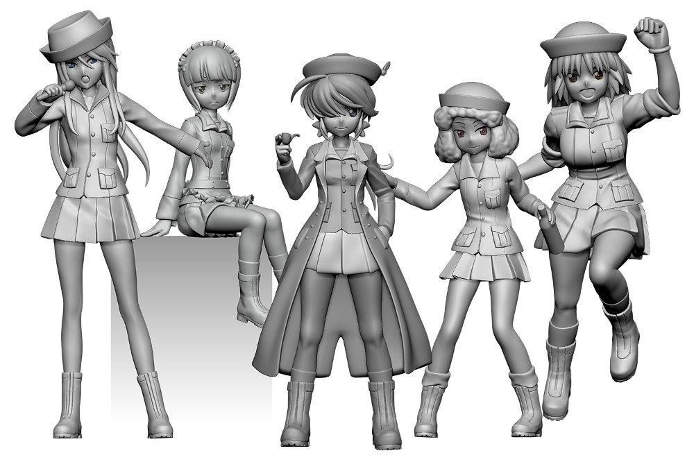 PLATZ Girls Panzer Final Chapter Набор фигурок команды «Акула» старшей школы Оараи и 1/35 Girls'