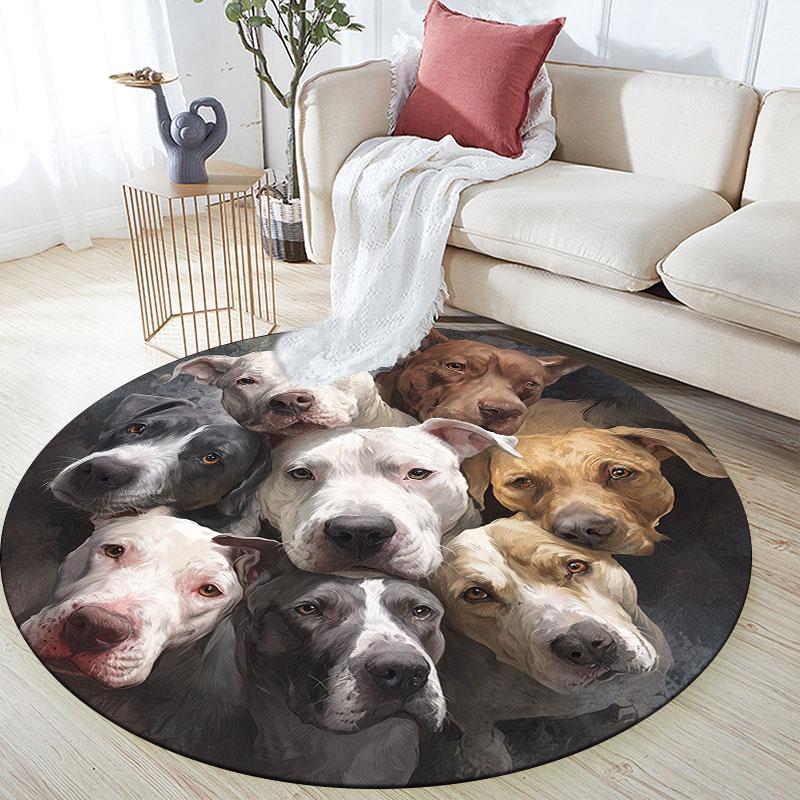 Pitbull Theme pattern round rug,Carpet Rug for Living Room Bedroom Playroom ,Non-slip Floor Mat,Holiday Gifts and Birthday Gifts.