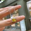 Простой небольшой квадратный браслет из розового циркония для женщин, желтое бриллиантовое ожерелье с имитацией темперамента для женщин, комплект ювелирных изделий.