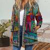 Fashion Ladies Vintage Ethnic Print Long Sleeve Jacket Jacket Cardigan Top