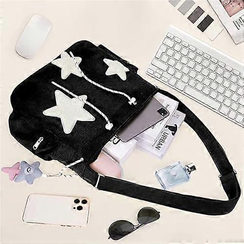 Y2k Stars Corduroy Tote Hobo Bag Crossbody Messenger Bag Casual Handbags for Women Girls