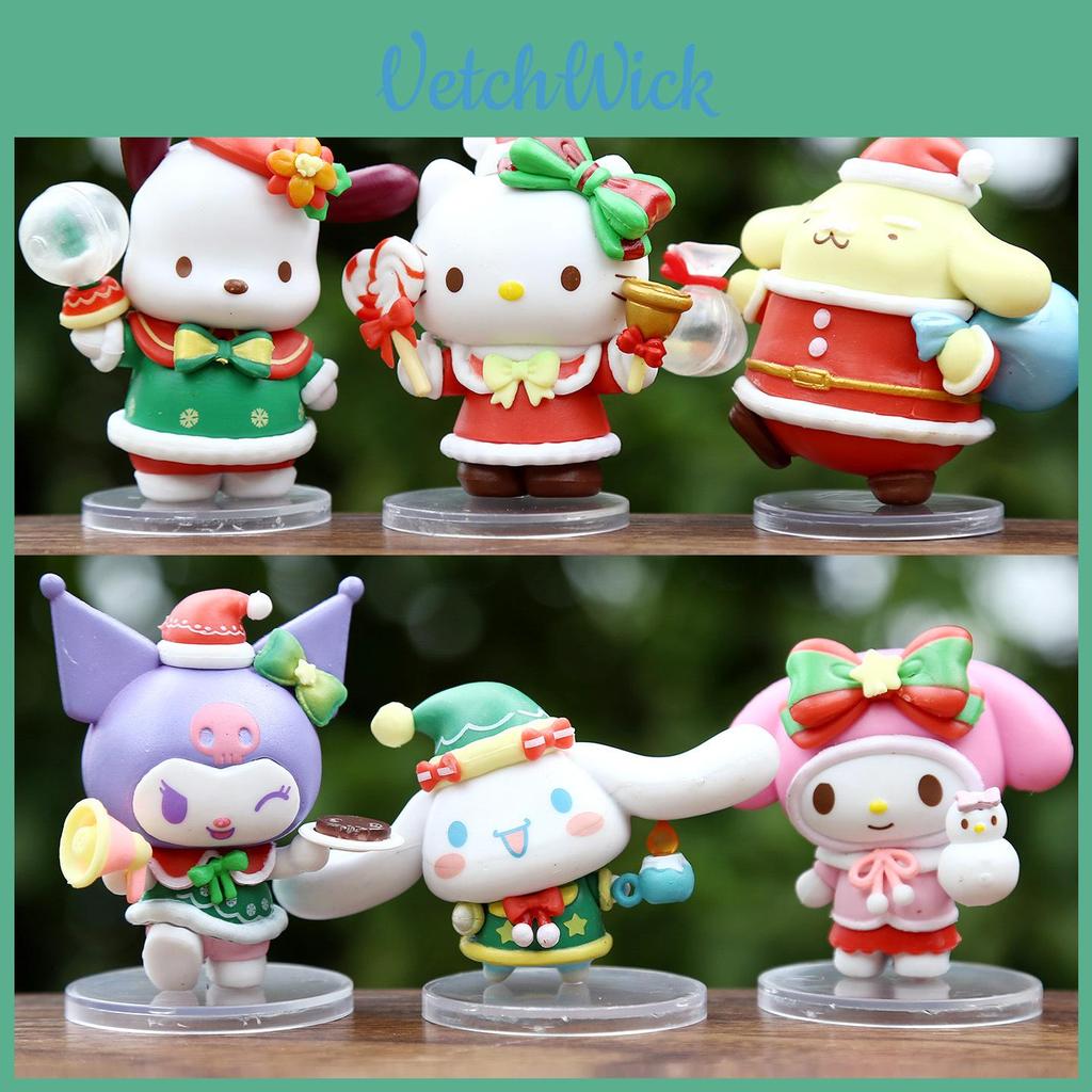Hello Kitty Kuromi My Melody Christmas Themed Mini Model Desktop Decor Ornament For Holiday Gift And Collectible