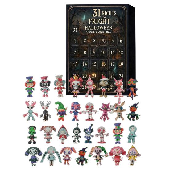 31 Nights of Fright Halloween Countdown Calendar 31/15/7 Days Advent Calendar with Collectible Horror Figures Scary Dolls for Home Decor