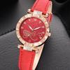 Trendy Women Quartz Watch Bracelet Set Luxury Rhinestone Dial PU Leather Band Lightweight Casual Style Female Wristwatch