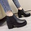 Fashionable Comfortable Round Toe High Heels Casual Thick Heel Short Solid Color  New Autumn Winter Women's Boots