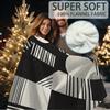60x80 Inch Extra Large Blanket - Super Soft Cozy Retro Geometric Pattern Throw, Black & White Monochrome Design