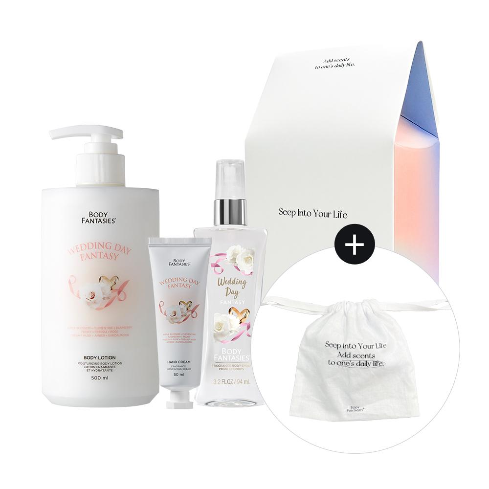 BODY FANTASIES Gift Set (Lotion 500ml + Hand Cream 50ml + Mist 94ml + Pouch) Choose 1 Out of 2 Types