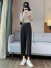2024 High Waist Black Harem Carrot Pants for Women - Slimming, Lightweight, Nine-Point Style