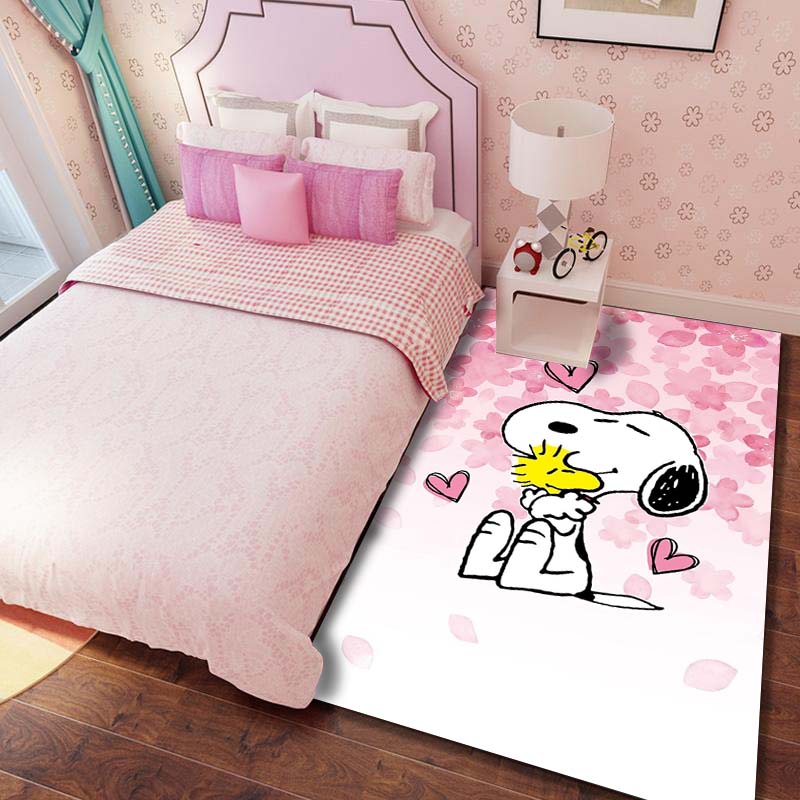 Snoopy cartoon print rug mat, non-slip and stain-resistant, perfect for home decor and a gift for friends and family.