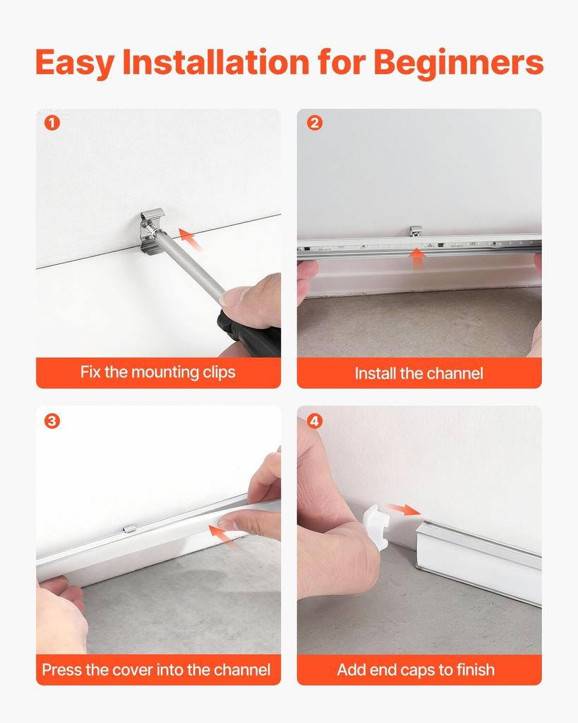 20-Pack 6.6 ft/2M U Shape LED Aluminum Channel, with Milky Cover, End Caps and Mounting Clips, Aluminum Profile for LED Strip Light Installations,